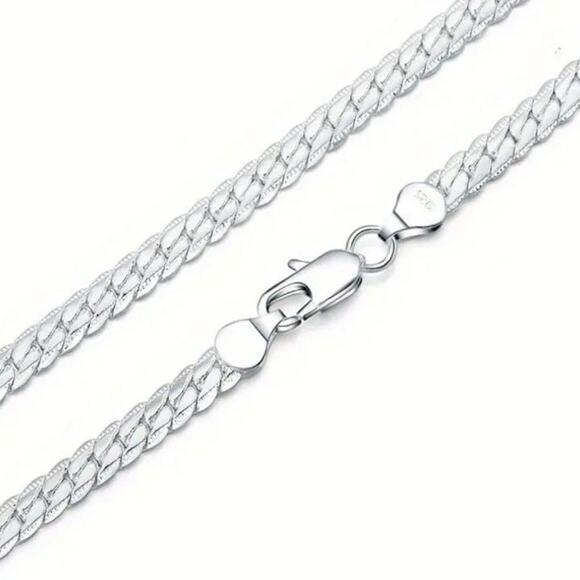 925 Chain Necklace Petite Size Sterling Silver Cuban Snake Birthday Christmas - Picture 5 of 7